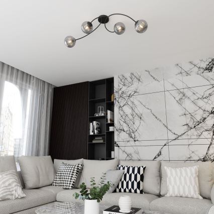 Prisadený luster VIBRA 4xE14/10W/230V čierna/šedá