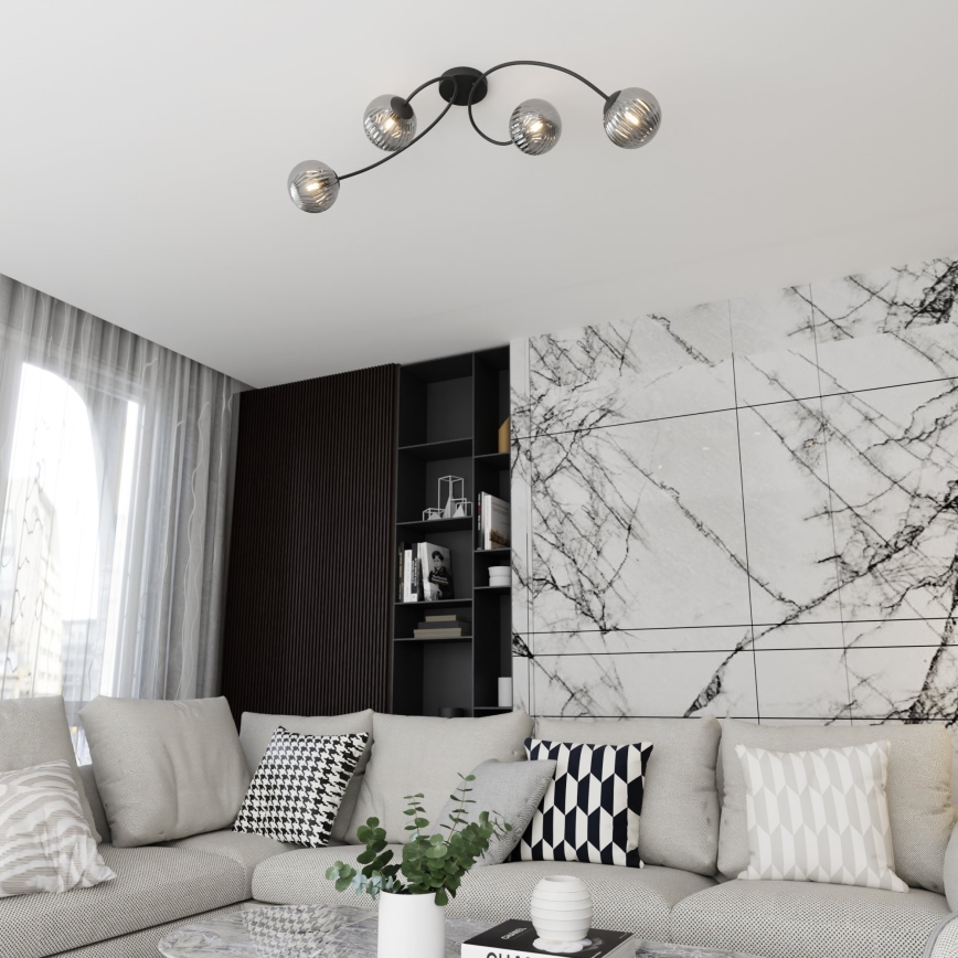 Prisadený luster VIBRA 4xE14/10W/230V čierna/šedá