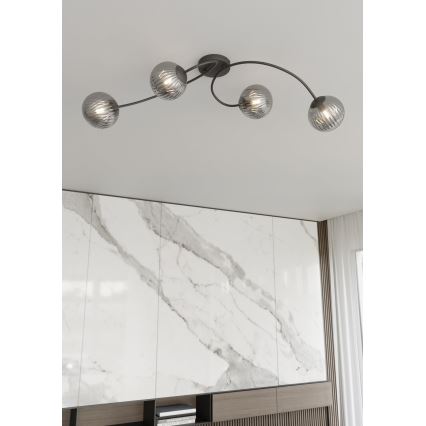 Prisadený luster VIBRA 4xE14/10W/230V čierna/šedá