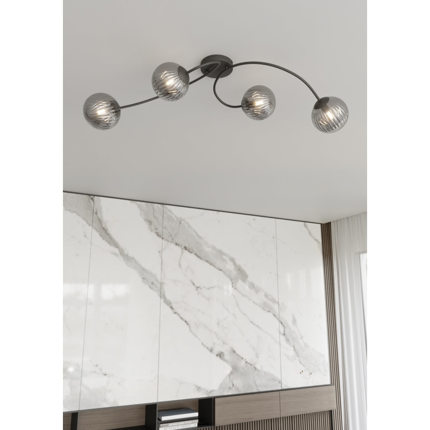 Prisadený luster VIBRA 4xE14/10W/230V čierna/šedá