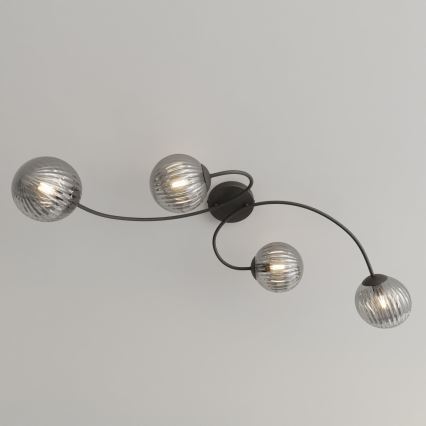 Prisadený luster VIBRA 4xE14/10W/230V čierna/šedá