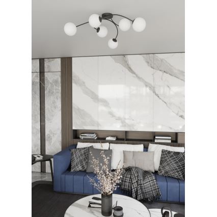 Prisadený luster VIBRA 6xE14/10W/230V čierna/biela