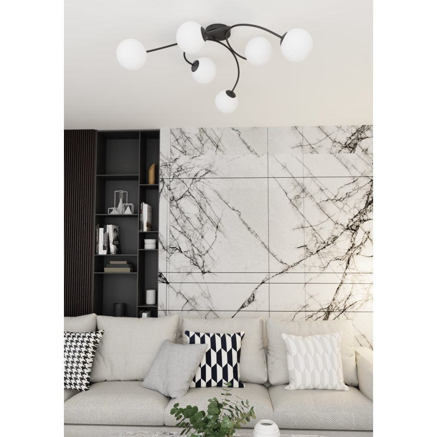Prisadený luster VIBRA 6xE14/10W/230V čierna/biela