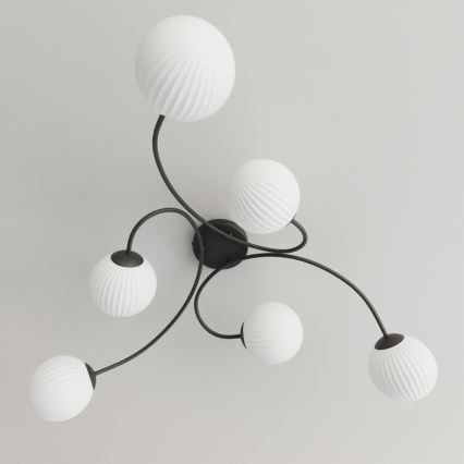 Prisadený luster VIBRA 6xE14/10W/230V čierna/biela