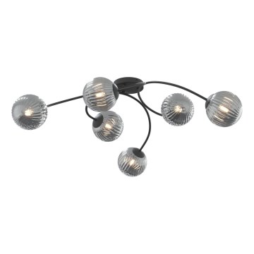 Prisadený luster VIBRA 6xE14/10W/230V čierna/šedá