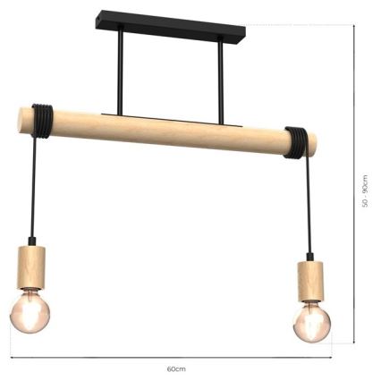 Prisadený luster VIGA 2xE27/60W/230V drevo