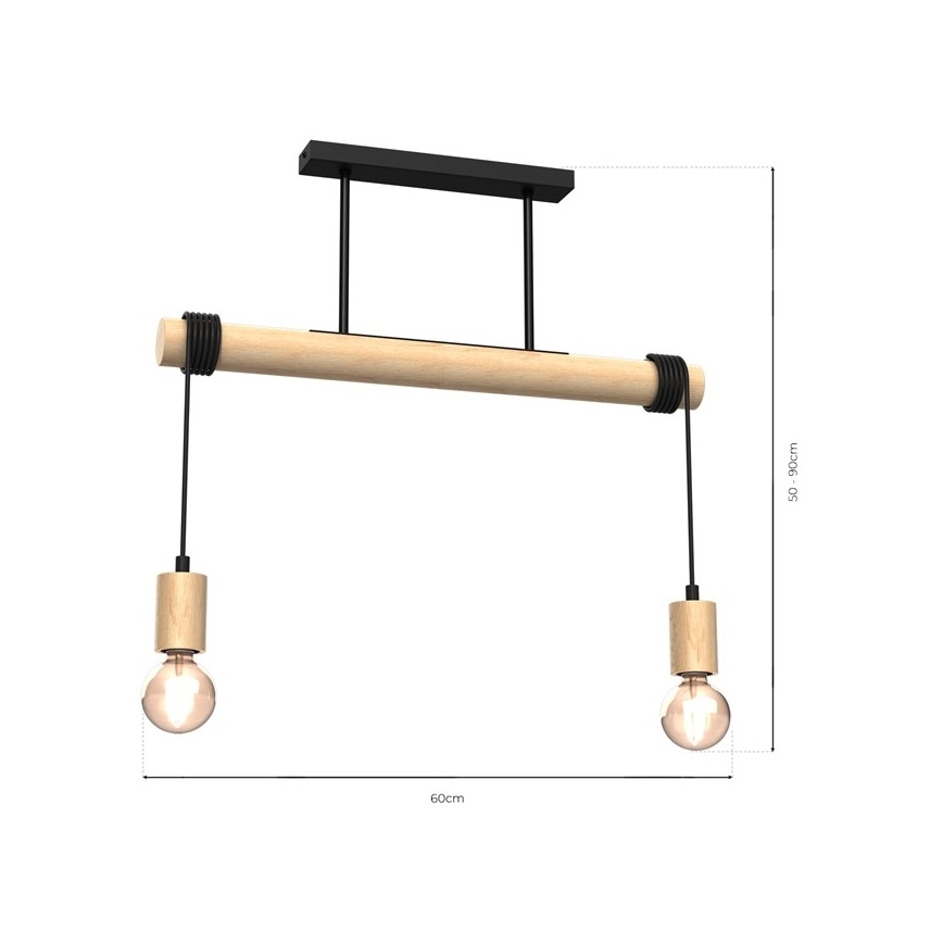 Prisadený luster VIGA 2xE27/60W/230V drevo