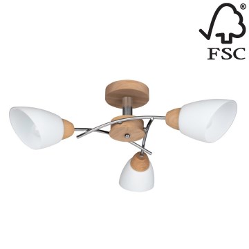 Prisadený luster VILETTA 3xE27/60W/230V dub – FSC certifikované