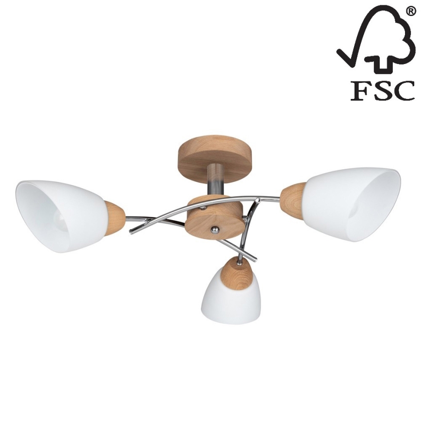 Prisadený luster VILETTA 3xE27/60W/230V dub – FSC certifikované
