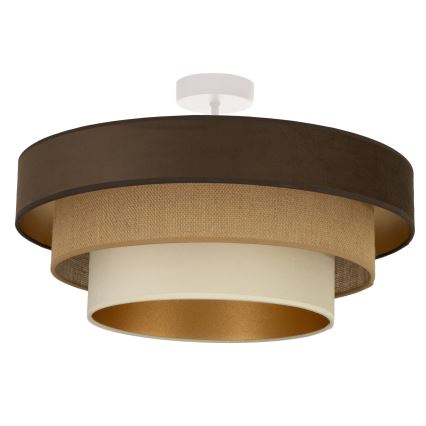 Prisadený luster WENTA 1xE27/60W/230V pr. 50 cm hnedá/juta/béžová