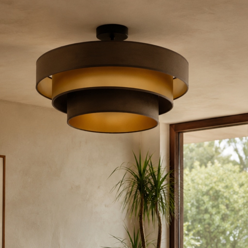 Prisadený luster WENTA 1xE27/60W/230V pr. 50 cm hnedá/zlatá