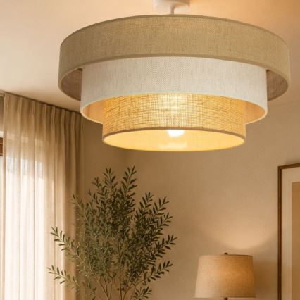 Prisadený luster WENTA 1xE27/60W/230V pr. 50 cm juta/krémová