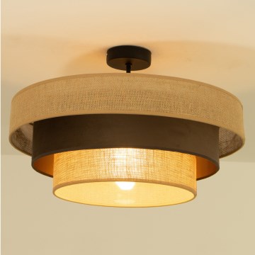 Prisadený luster WENTA, 1xE27/60W/230V, priemer 50 cm, juta/hnedá