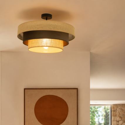 Prisadený luster WENTA, 1xE27/60W/230V, priemer 50 cm, juta/hnedá