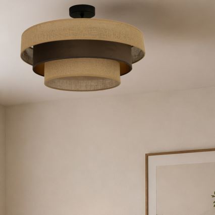 Prisadený luster WENTA, 1xE27/60W/230V, priemer 50 cm, juta/hnedá