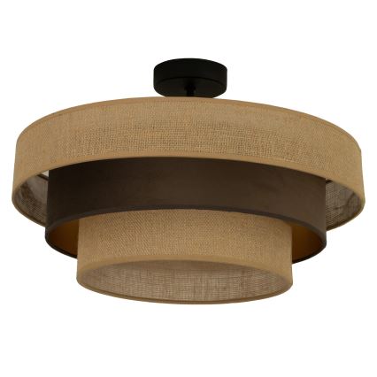 Prisadený luster WENTA, 1xE27/60W/230V, priemer 50 cm, juta/hnedá