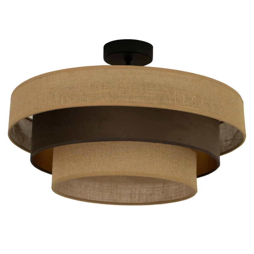 Prisadený luster WENTA, 1xE27/60W/230V, priemer 50 cm, juta/hnedá