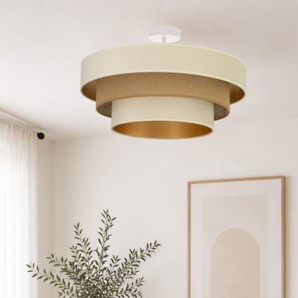 Prisadený luster WENTA 1×E27/60W/230V, priemer 50 cm, béžový/juta
