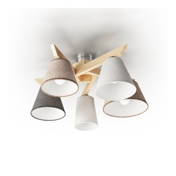 Prisadený luster YOKE 5xE14/40W/230V prírodné drevo
