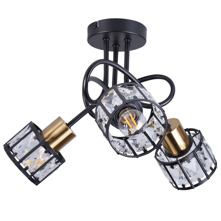 Prisadený luster ZAHARA 3xE27/10W/230V čierny