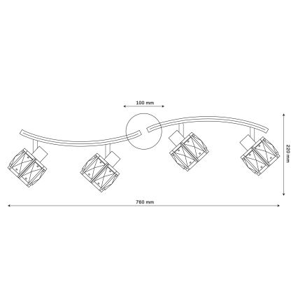 Prisadený luster ZAHARA 4xE27/10W/230V čierny