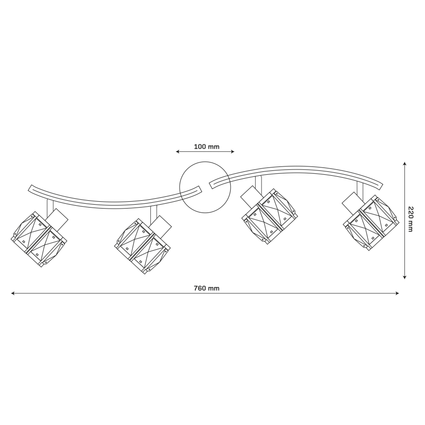 Prisadený luster ZAHARA 4xE27/10W/230V čierny