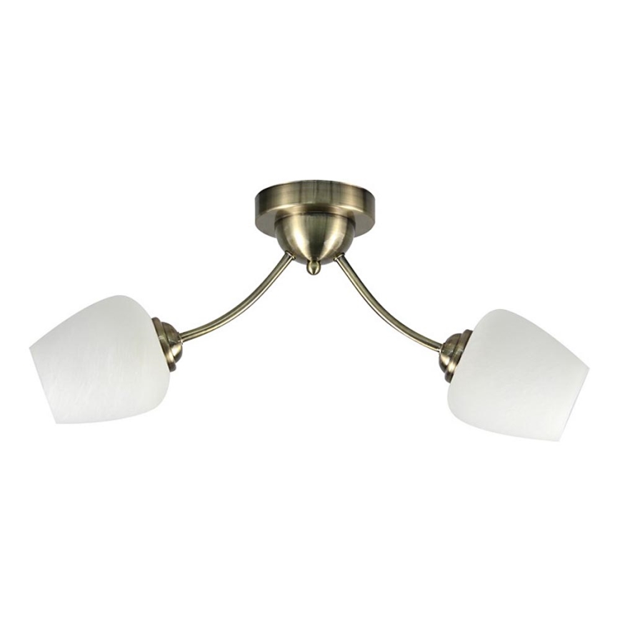 Prisadený luster ZINA 2xE27/40W/230V mosadz/biela