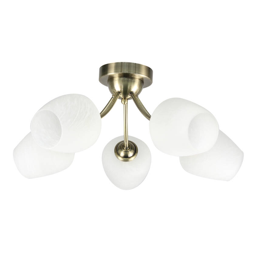 Prisadený luster ZINA 5xE27/40W/230V mosadz/biela