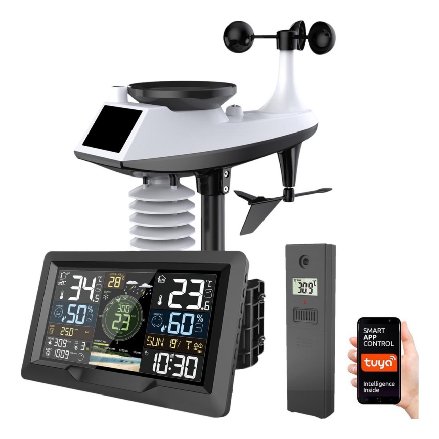 Profesionálna meteostanica s farebným LCD displejom 5V/2xAA + 3xAA + 2xAA Wi-Fi Tuya