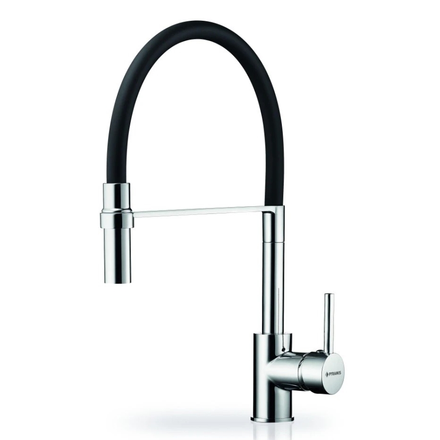 Pyramis 90939801 - Batéria na drez s flexibilným ramienkom SERINA chróm/čierna