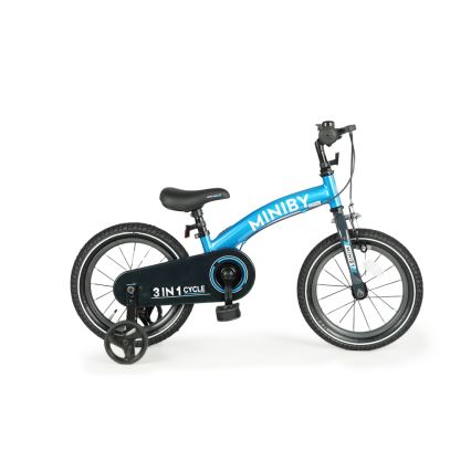 QPlay - Detský bicykel 14" MINIBY 3v1 modrá