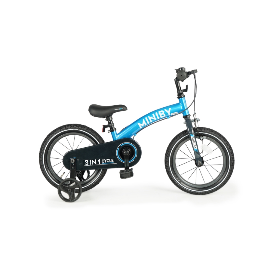 QPlay - Detský bicykel 14" MINIBY 3v1 modrá