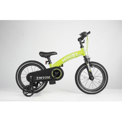 QPlay - Detský bicykel 14" MINIBY 3v1 zelená