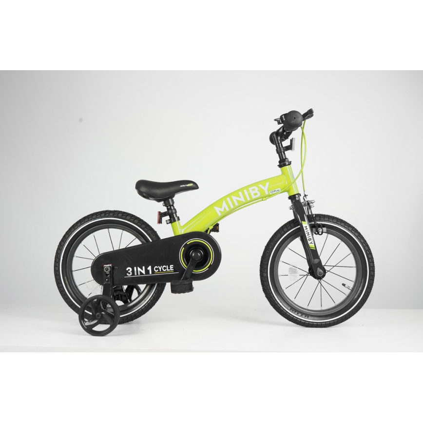 QPlay - Detský bicykel 14" MINIBY 3v1 zelená