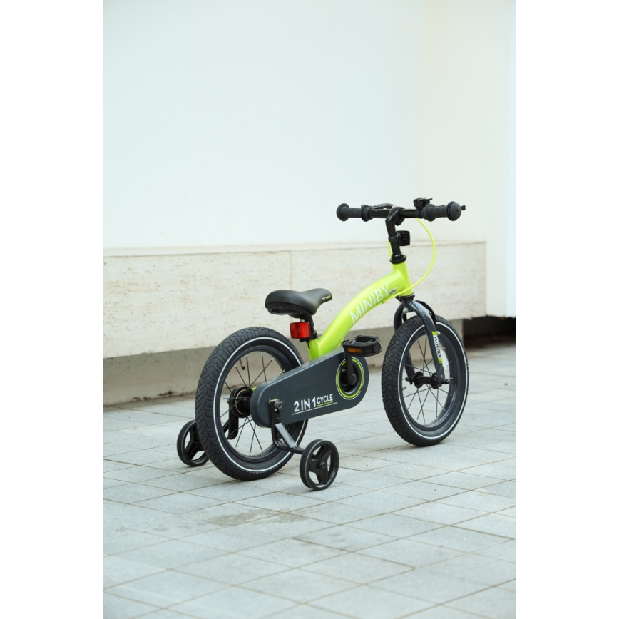 QPlay - Detský bicykel 14" MINIBY 3v1 zelená
