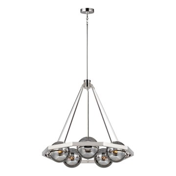 Quintiesse - Luster na tyči HARPER 5xE14/60W/230V, priemer 77,5 cm, lesklý chróm/dymové sklo