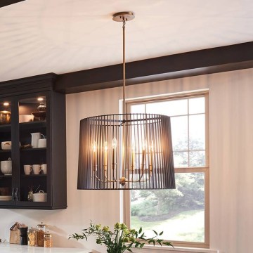 Quintiesse - Luster na tyči LINARA 6xE14/60W/230V pr. 66 cm čierna/zlatá