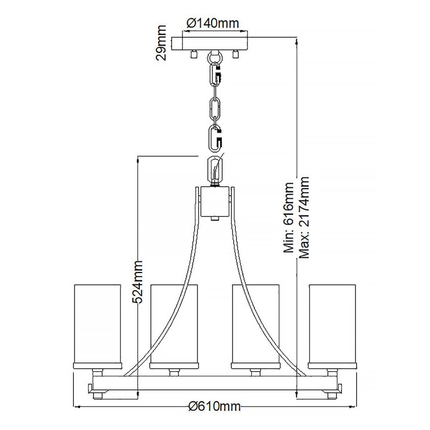 Quintiesse - Luster na reťazi ANGELO 5xE27/60W/230V dubový dekor