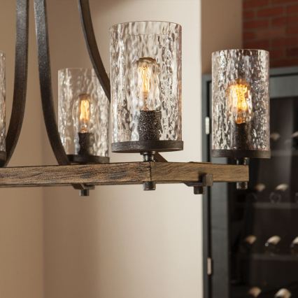 Quintiesse - Závesný luster na tyči ANGELO 8xE27/60W/230V dubový dekor
