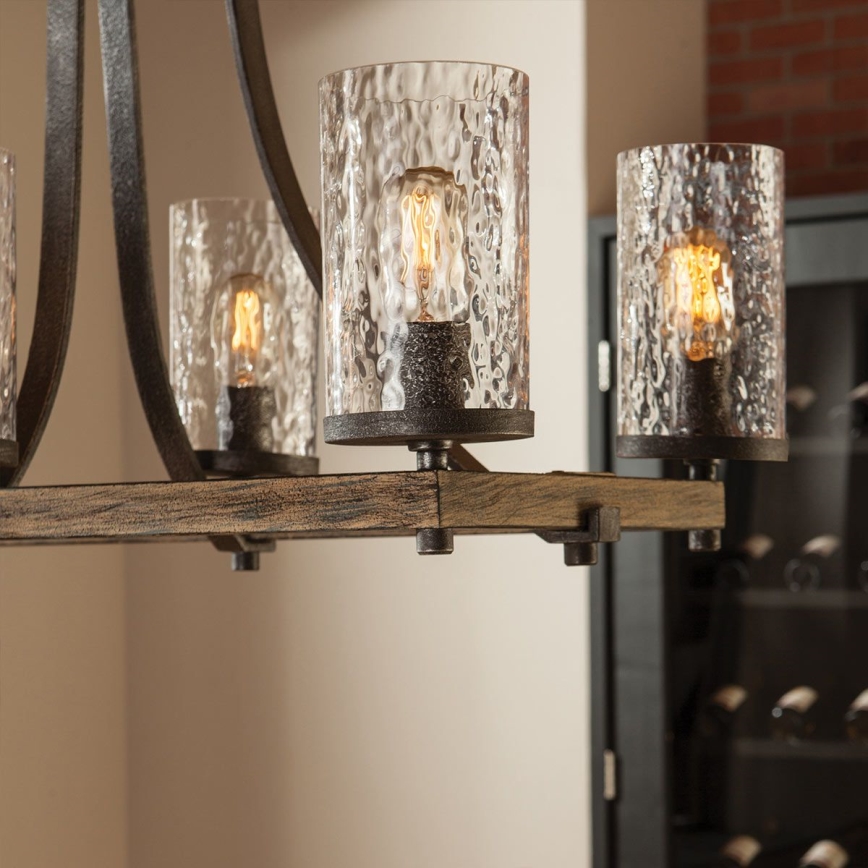 Quintiesse - Závesný luster na tyči ANGELO 8xE27/60W/230V dubový dekor
