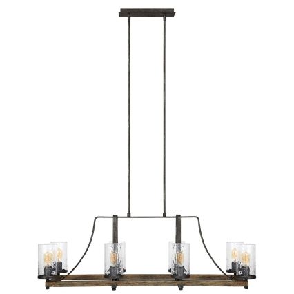 Quintiesse - Závesný luster na tyči ANGELO 8xE27/60W/230V dubový dekor