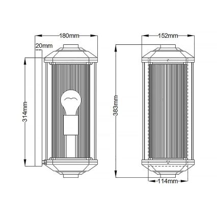 Quintiesse - Vonkajšie nástenné svietidlo CASTELLE M 1xE27/60W/230V IP44 čierna