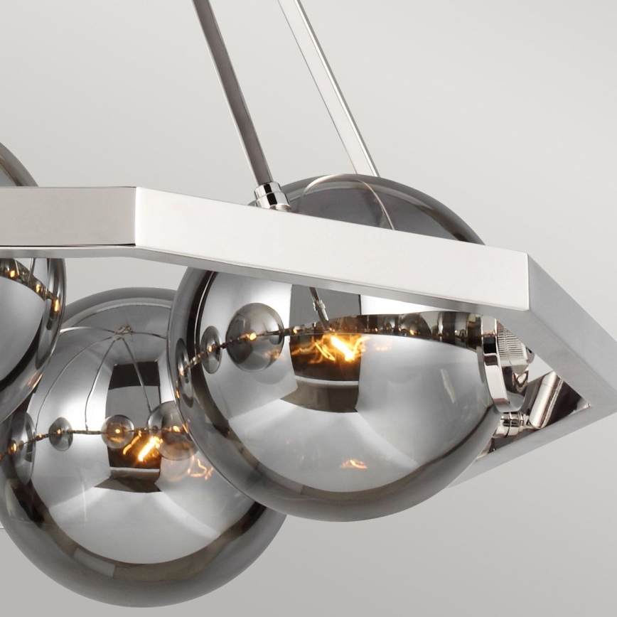 Quintiesse - Luster na tyči HARPER 5xE14/60W/230V, priemer 77,5 cm, lesklý chróm/dymové sklo