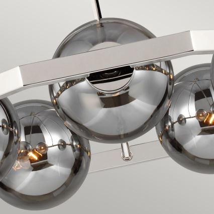 Quintiesse - Luster na tyči HARPER 5xE14/60W/230V, priemer 77,5 cm, lesklý chróm/dymové sklo