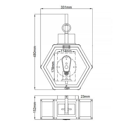 Quintiesse - Vonkajšie nástenné svietidlo HEATH M 1xE27/60W/230V IP44 bronzové