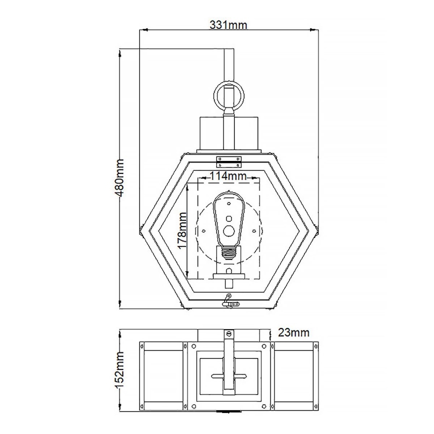 Quintiesse - Vonkajšie nástenné svietidlo HEATH M 1xE27/60W/230V IP44 bronzové
