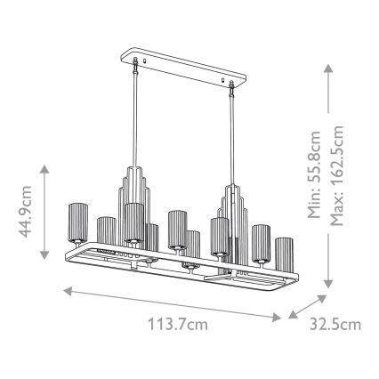 Quintiesse - Luster na tyči KIMROSE 10xE14/40W/230V lesklý chróm