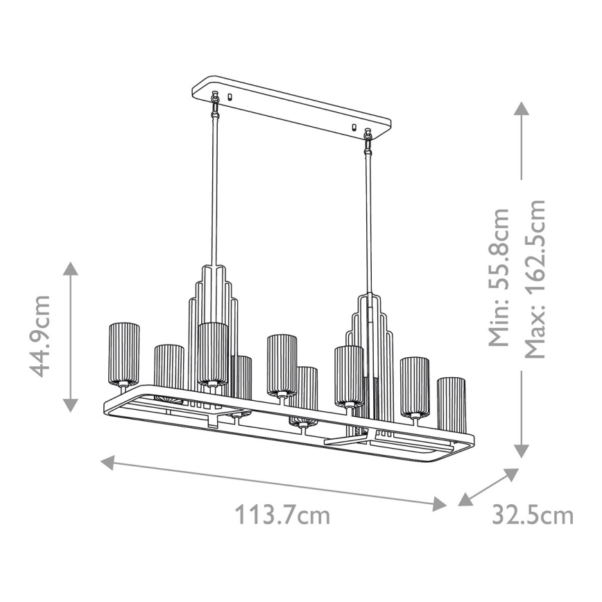 Quintiesse - Luster na tyči KIMROSE 10xE14/40W/230V lesklý chróm