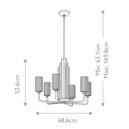 Quintiesse - Stropný luster na tyči KIMROSE 6xE14/40W/230V priemer 68,6 cm zlatý