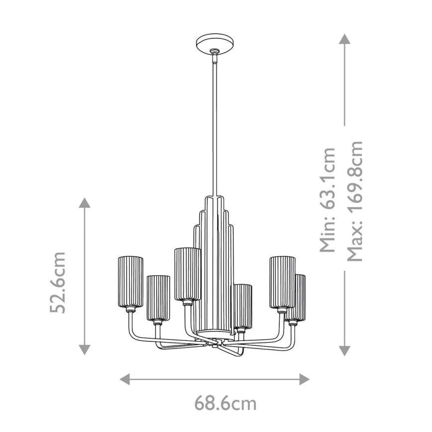 Quintiesse - Stropný luster na tyči KIMROSE 6xE14/40W/230V priemer 68,6 cm zlatý